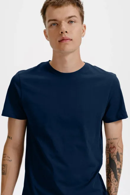 Camiseta de hombre de algodón orgánico, azul oscuro