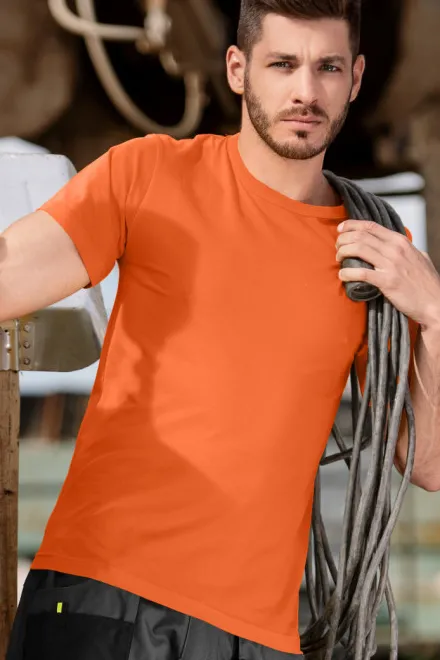 Camiseta de hombre duradera más pesada, naranja