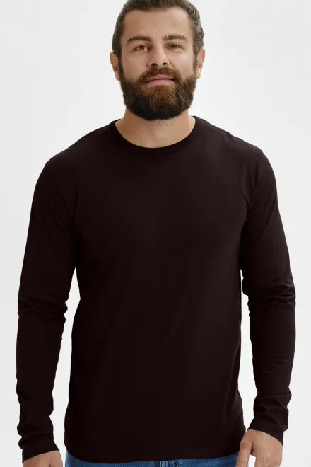 Camiseta de manga larga para hombre, café