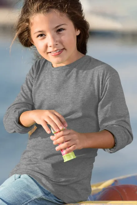Camiseta de manga larga para niños, mármol gris oscuro