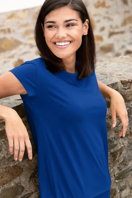 Camiseta de moda para mujer, azul real