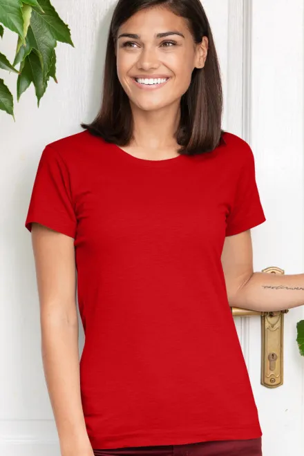 Camiseta de mujer, algodón orgánico texturizado, rojo
