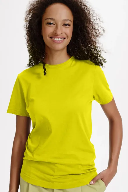 Camiseta de mujer de algodón orgánico, limón amarillo