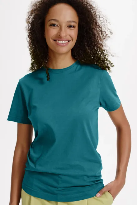 Camiseta de mujer de algodón orgánico, petrol blue