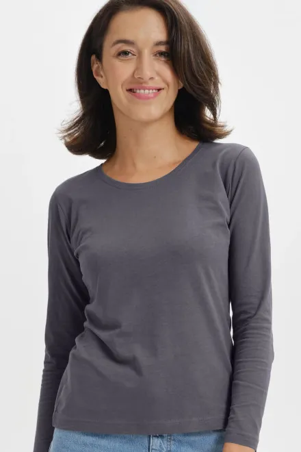 Camiseta de mujer de manga larga., gris acero