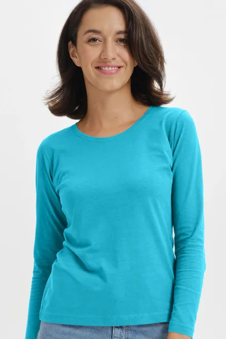 Camiseta de mujer de manga larga., turquesa