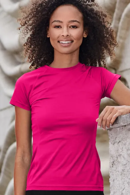 Camiseta de mujer para hacer deporte., rosa neón