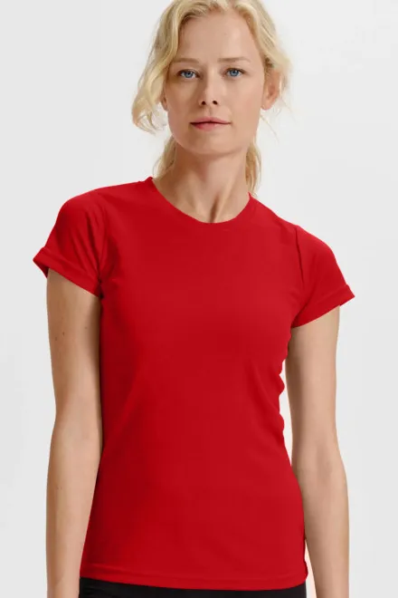 Camiseta deportiva para mujer, rojo