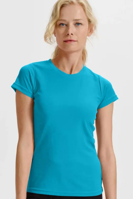 Camiseta deportiva para mujer, turquesa