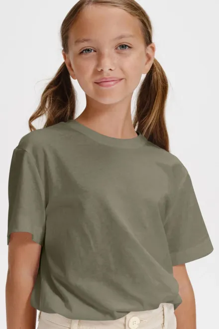 Camiseta sencilla para niños, caqui brillante