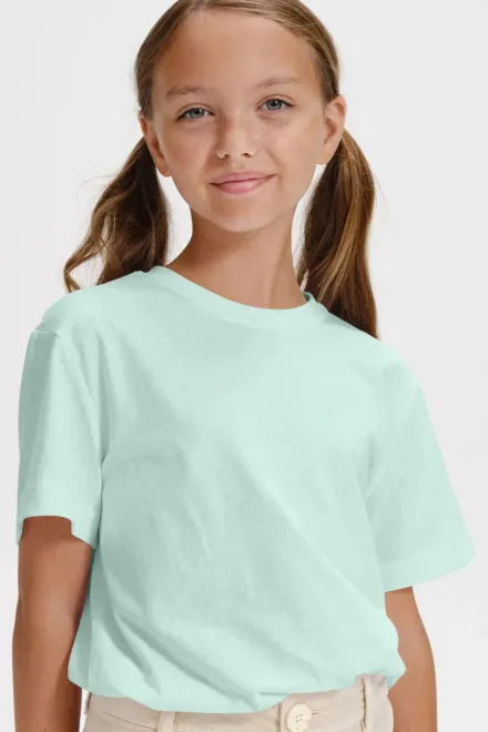 Camiseta sencilla para niños, verde hielo