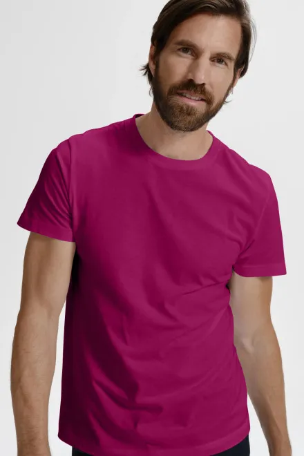 Camiseta simple para hombre, fuchsia red