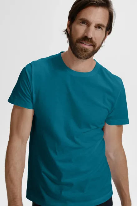 Camiseta simple para hombre, petrol blue
