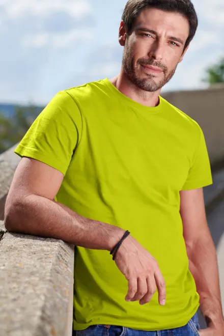 Camiseta simple para hombre, verde lima