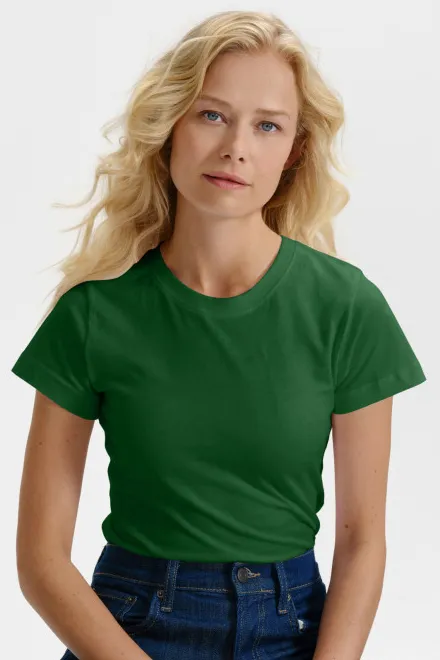 Camiseta simple para mujer, botella verde