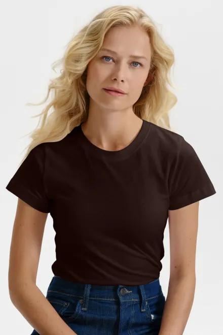 Camiseta simple para mujer, café