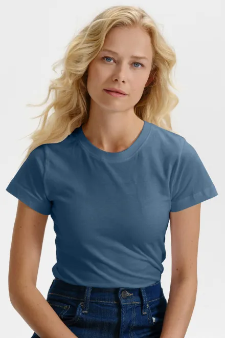 Camiseta simple para mujer, denim