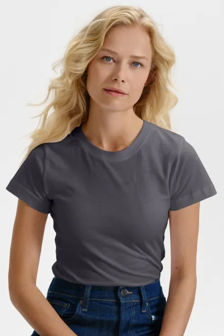 Camiseta simple para mujer, gris acero