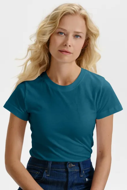 Camiseta simple para mujer, petrol blue