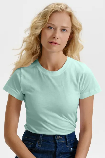 Camiseta simple para mujer, verde hielo