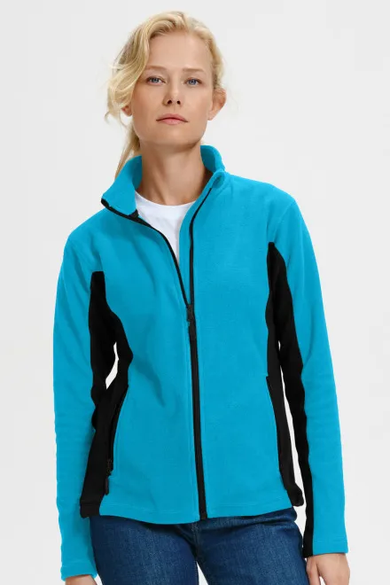 Chaqueta de mujer polar en contraste, turquesa