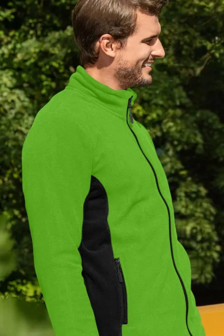 Chaqueta de polar en contraste para hombre, manzana verde