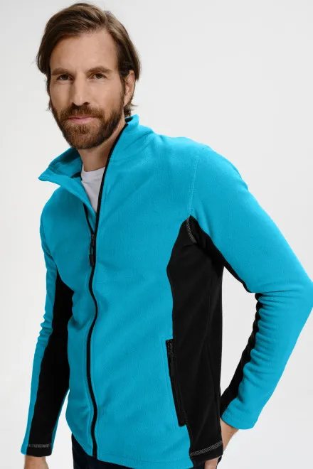 Chaqueta de polar en contraste para hombre, turquesa