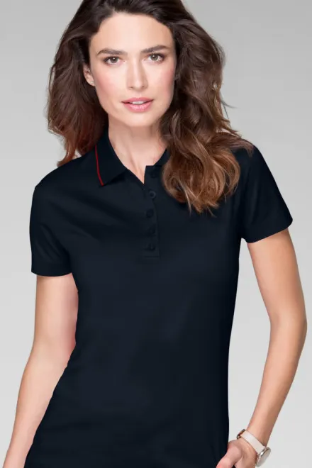 Elegante polo de mujer mercerizado, azul oscuro