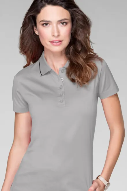 Elegante polo de mujer mercerizado, gris-plata
