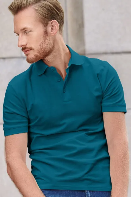 Polo de hombre de algodón orgánico, petrol blue
