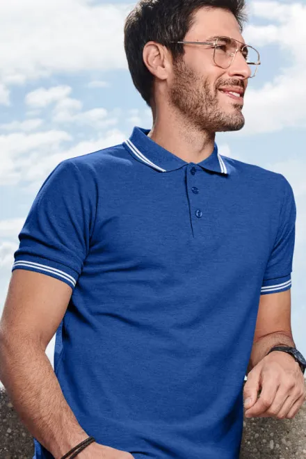 Polo de hombre en contraste, azul real