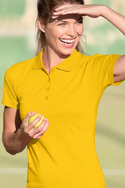 Polo de mujer slim fit, amarillo
