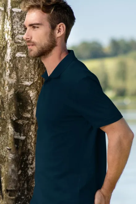 Polo simple para hombre, azul oscuro
