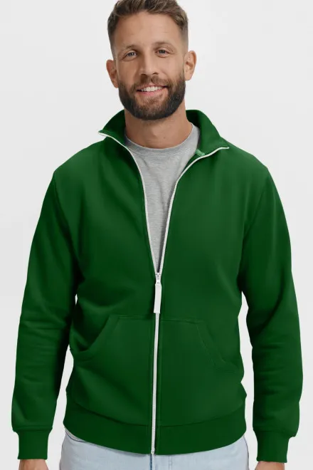 Sudadera de hombre sencilla sin capucha, botella verde