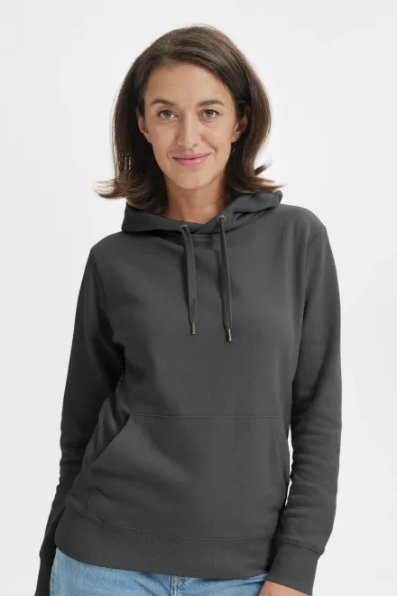 Sudadera de mujer con capucha sin cremallera, pizarra oscura