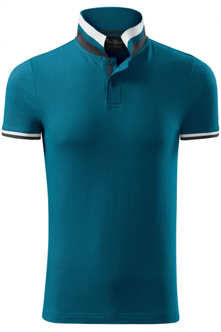 Polo de hombre con cuello subido - petrol blue, L