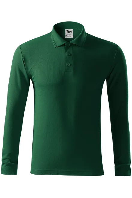 Polo de hombre de manga larga - botella verde, 3XL