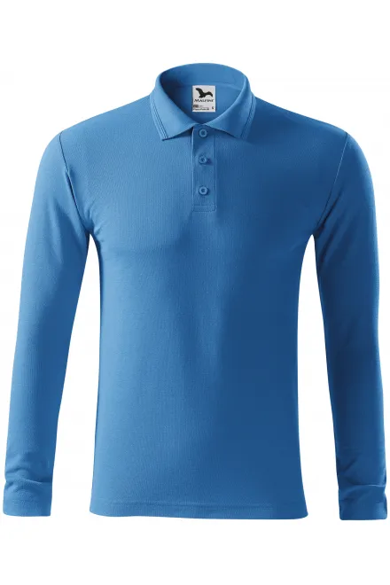 Polo de hombre de manga larga - azul claro, 3XL