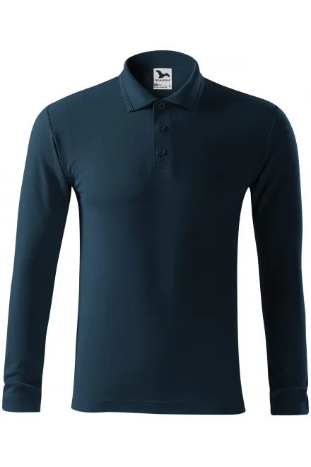 Polo de hombre de manga larga - azul oscuro, 3XL