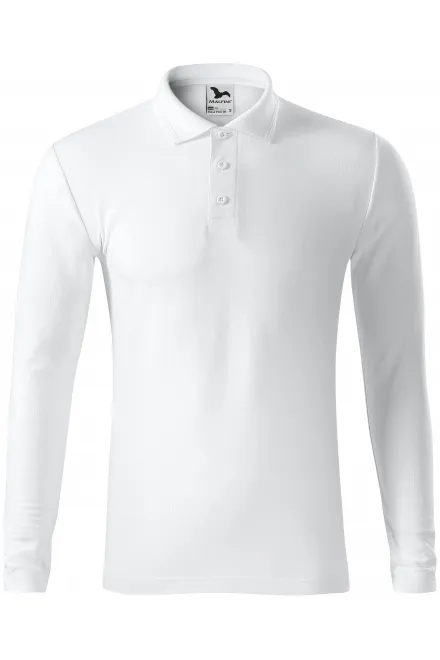 Polo de hombre de manga larga - blanco, 3XL