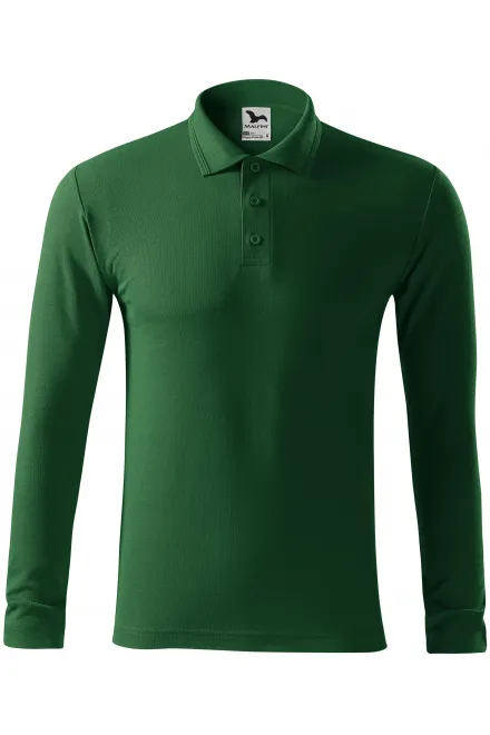 Polo de hombre de manga larga - botella verde, 3XL