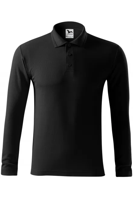 Polo de hombre de manga larga - negro, 3XL