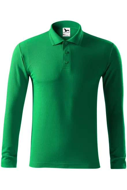 Polo de hombre de manga larga - pasto verde, 3XL
