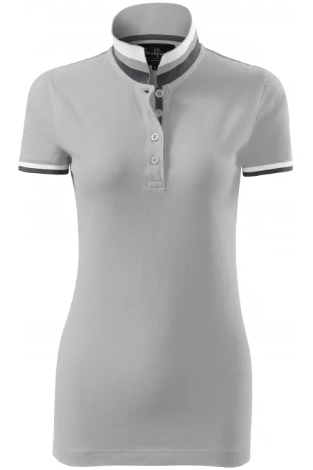 Polo de mujer con cuello hacia arriba - gris-plata, M