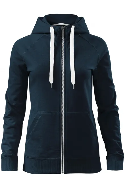 Sudadera de mujer en contraste con capucha - azul oscuro, L
